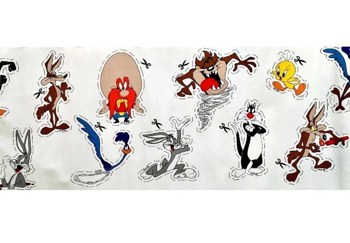 VTG LOONEY TUNES Bugs Bunny Tweety Marvin Wall Paper Border Set of 2 Cut Outs