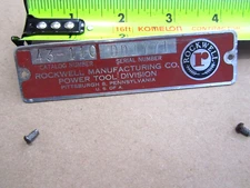 Rockwell Nameplate Logo Insignia Trademark From 43-110 Wood Shaper