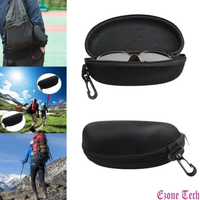 1 2PCS Eye Glasses Case Box Sunglasses Protector Hard Zipper Belt Clip Portable