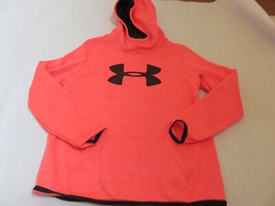 Under armour Girls Cold Gear Hoodie Youth Large neo red orange EUC