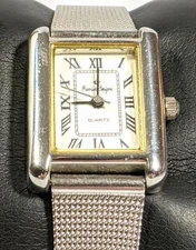 Premier Designs Silver Tone Rectangle Face Mesh Style Stainless Steel Band Watch