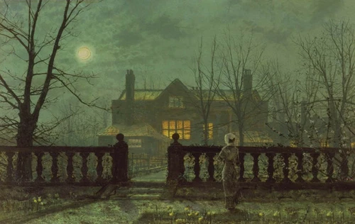John Atkinson Grimshaw A Moonlit Night Painting