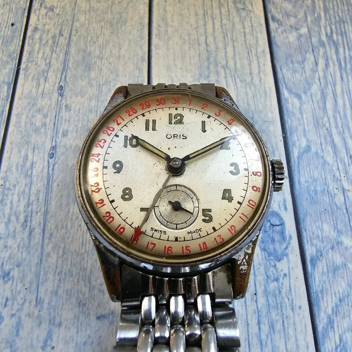 Vintage Oris Military Style Pointer Date Hand Winding Men s Watch