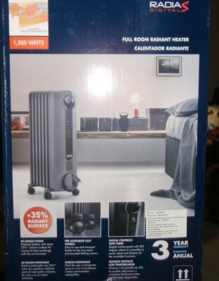 DeLonghi #TRLS0715EL Silent Radias Eco Digital Full Room 1500W Radiant  Heater 44387071505 | eBay