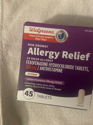 Walgreens Non-Drowsy 24 Hour Allergy Relief 180 Mg 45 Total Tablets Exp 8/25