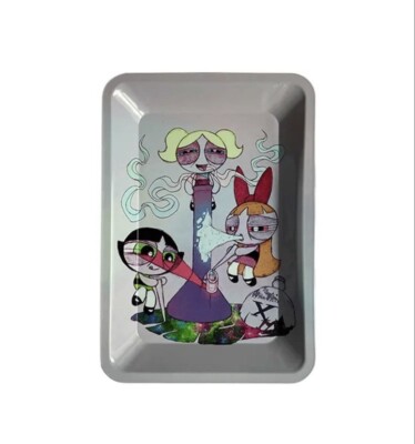 Metal Rolling Tray Puff Girls Tobacco Rolling Tray Approx. 7''x5'' FREE SHIPPING