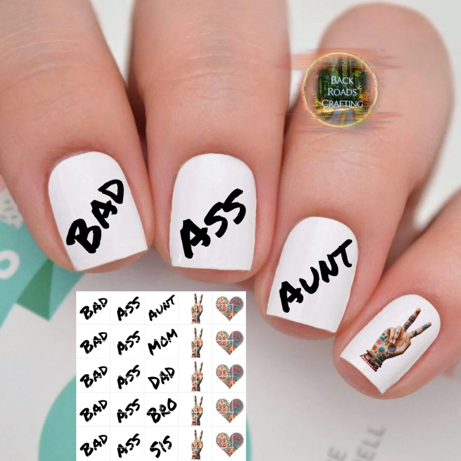 Aunt Mom Dad Bro Sis Waterslide Nail Art Decals Set Of 50 Instructions & Bonus