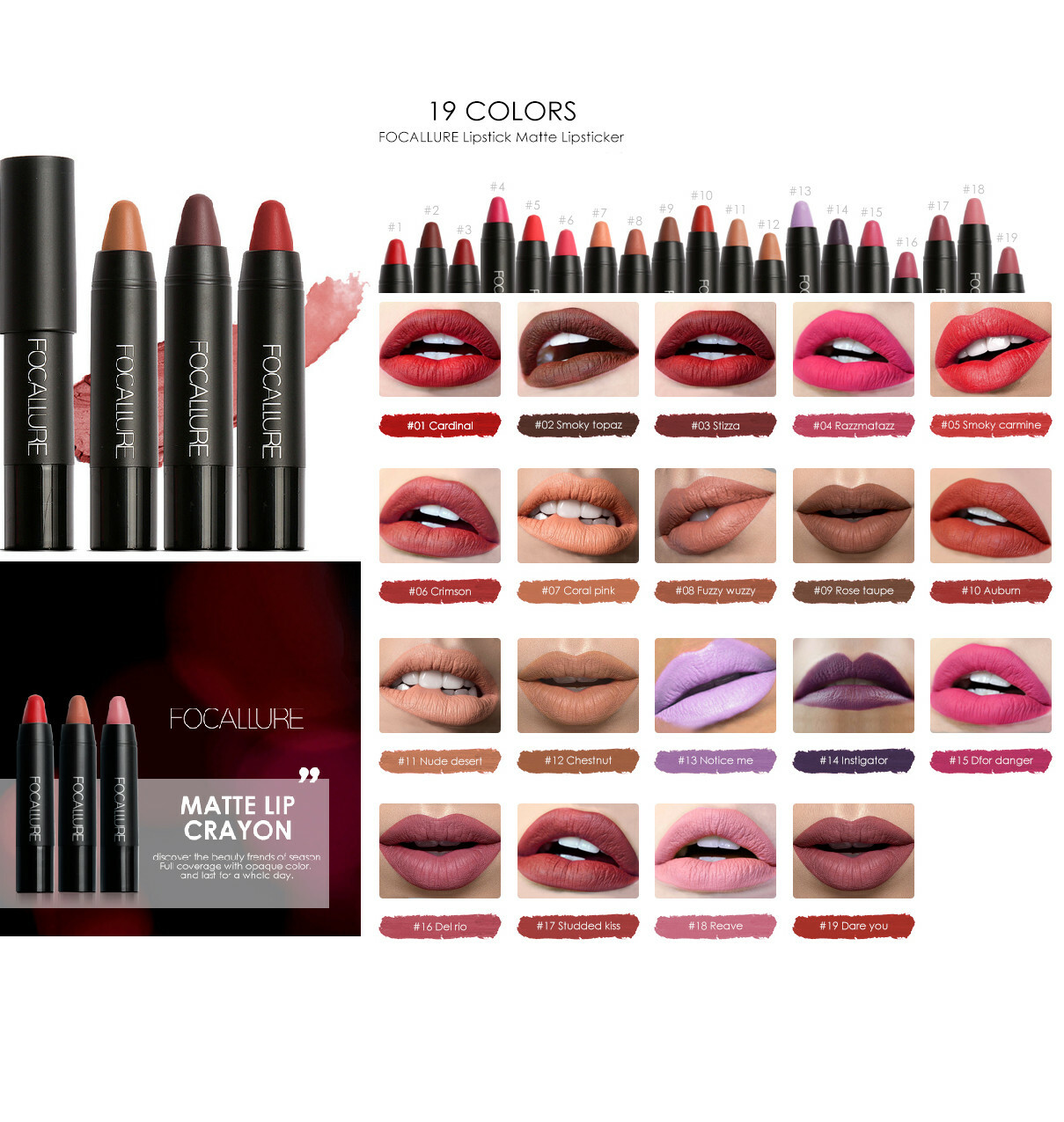 Focallure Ultra Chic MATTE Lipstick - Lip Stick CRAYON S1