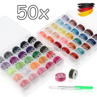 50tlg Nähmaschinenspulen für Nähmaschine Spule Faden Kunststoff mit Garn Nähgarn