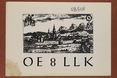 Stadt Villach Heraldry City. Vintage Austria Postcard 1979 QSL OE8LLK Radio card