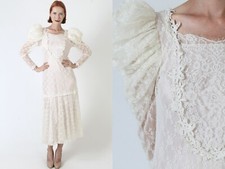 Vintage Cachet By Bari Protas Dress Victorian Edwardian Flapper Lace Wedding 7 8