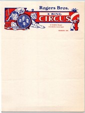 Roger Bros. 3 Ring Circus Letterhead c1949 Edison, GA Scarce