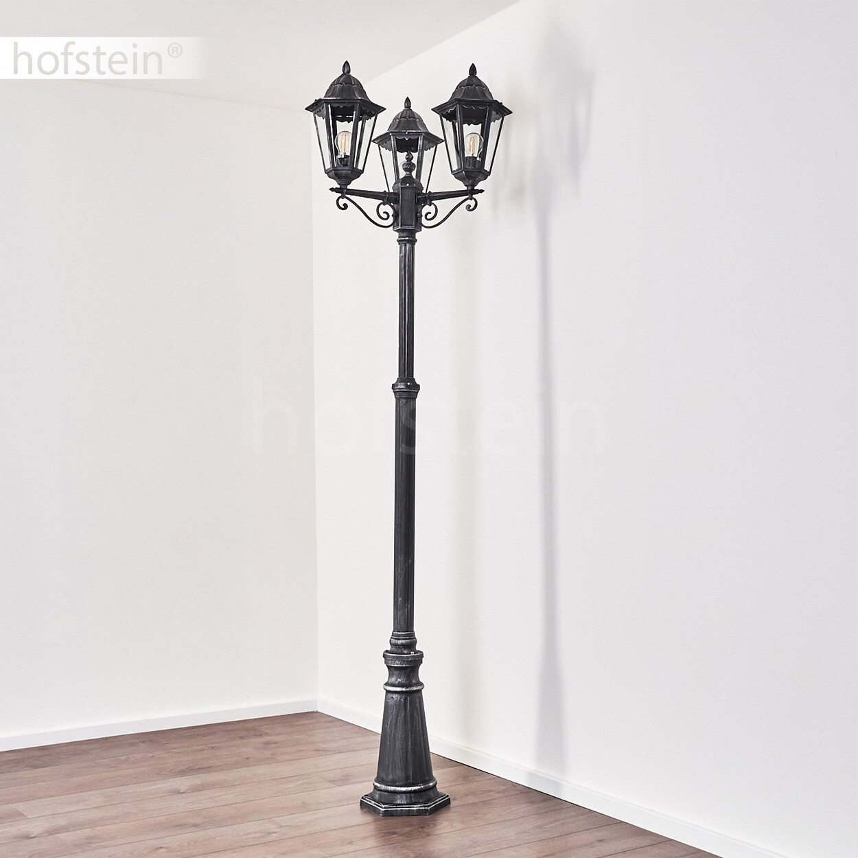 Lampada da terra candelabro esterno nera e argento foto 5
