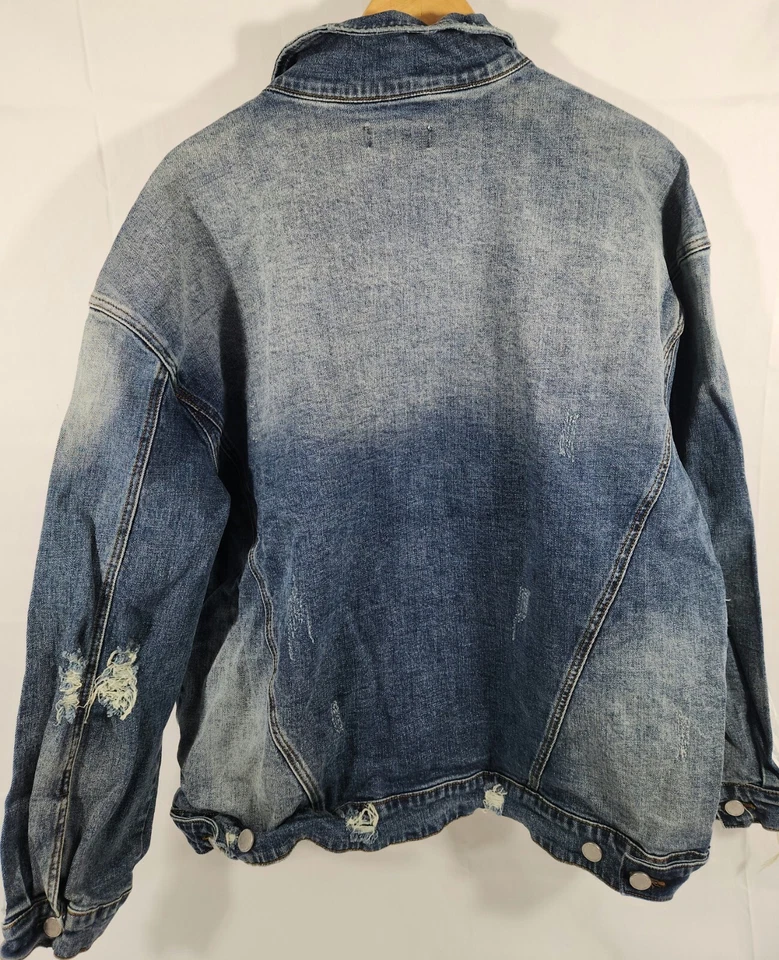 PROFOUND AESTHETIC Denim Trucker Jacket Size 2XL Blue Painted Destroy Rebuild - Image 3 of 3
