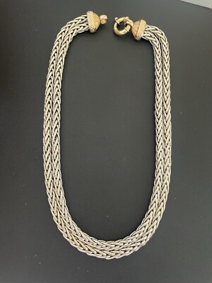 14K White and Yellow Gold Double Wheat Chain Necklace (Q60)