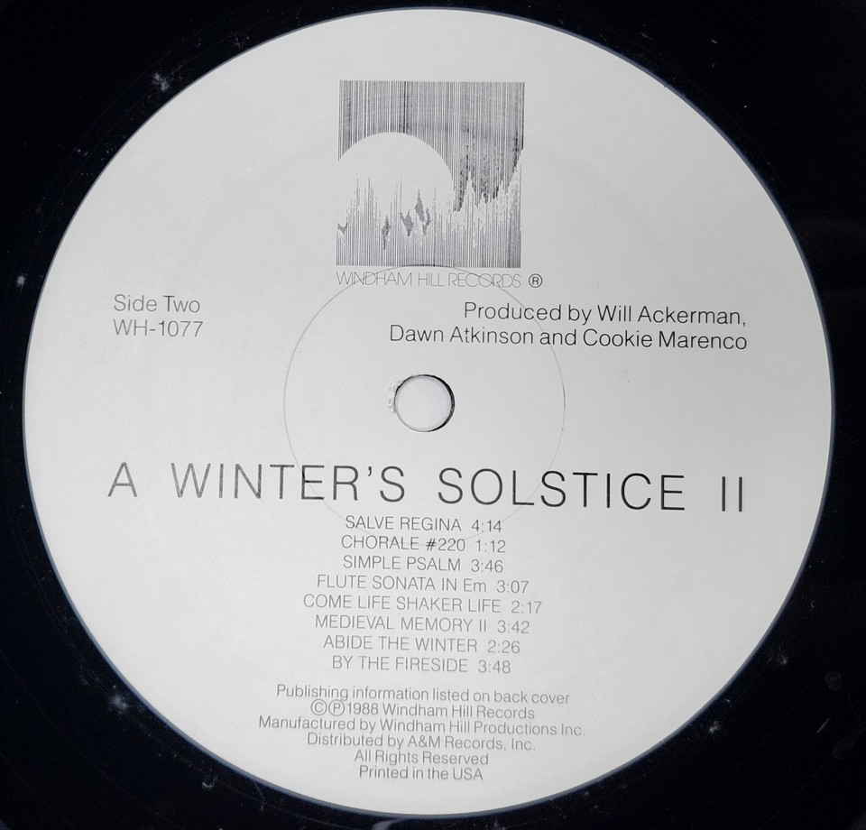 Windham Hill Artists Winter's Solstice II (1988) Vinyl Record LP Album