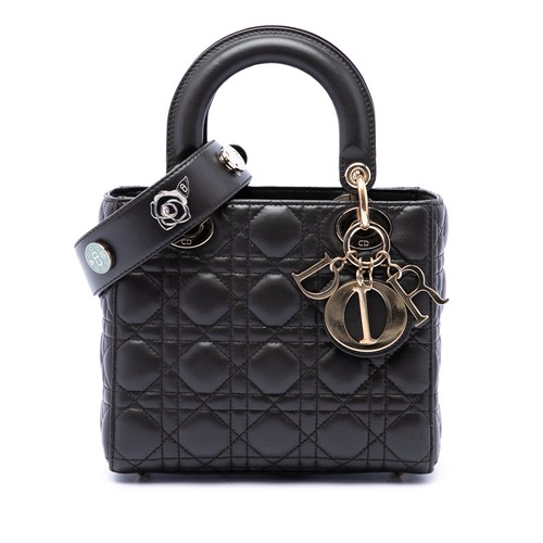 Dior Small Lambskin Cannage My ABC Lady Pre-Loved Satchel Black