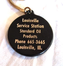 Vintage Louisville Illinois Standard Oil Service Station Advertising Keychain