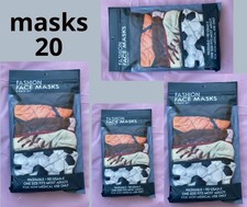 LOT of 4 -5-Pack Face Mask Reusable Washable 20 Masks Fashion Women MASCK SPORTS