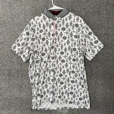 Greyson Polo Shirt Mens L Spirit World Golf Performance White Aztec Print Wolf