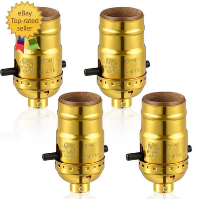 4 Pack UL Listed Lamp Socket with Push On/Off, E26 Threaded Base