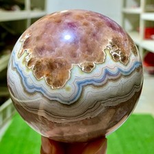 1.74LB Natural Amethyst Agate symbiosis Quartz Crystal energy sphere ball