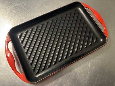 Le Creuset Cast Iron Grill Pan Griddle Rectangle 33cm Enameled Red France Made