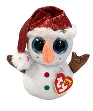 Ty Beanie Boos - Flurry the Snowman, MWMT Stuffed Animal Toy