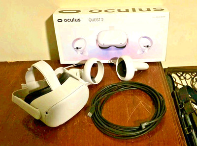 Oculus Quest 2 Virtual Reality Headset VR Orig Box Controllers & PC Cable