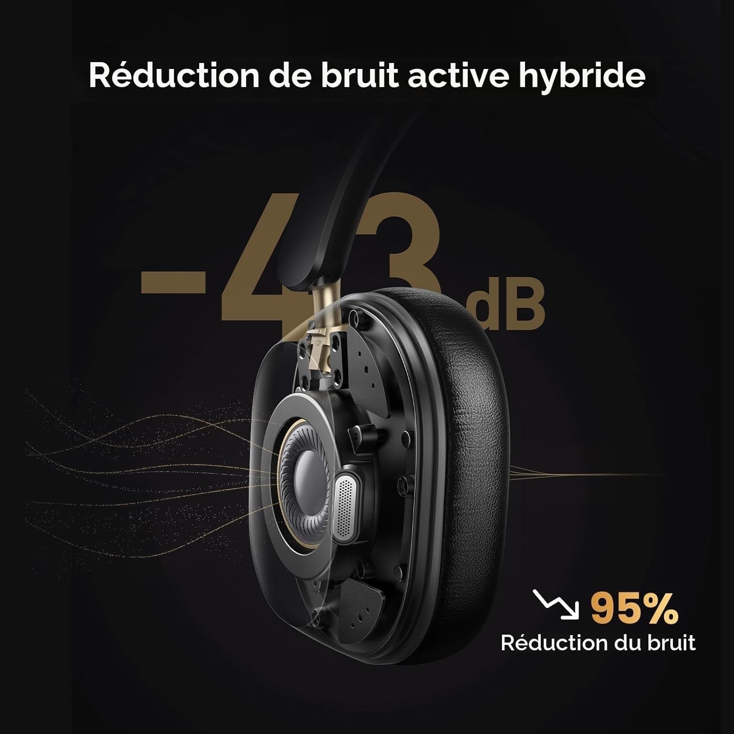 Casque Bluetooth UGREEN noir finition premium et réduction de bruit - 4