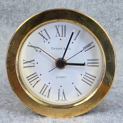 Tiffany & Co Solid Brass Desk Alarm Clock West Germany  2.75"
