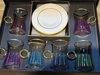 Alakha Kristal Turkish Tea Glass & Saucer Set 12-Piece Multicolor Gold Striped — photo 1