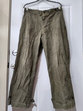 1950s USMC Cotton HBT Pants Herringbone Twill Trousers 33x28