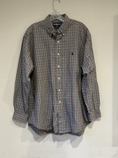 Ralph Lauren Blake  Shirt Men Large Check Plaid Black White Red  Cotton