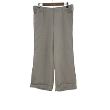 Eileen Fisher Taupe Gray Linen Wool Wide Leg Cropped Pants L, Lagenlook See Pics
