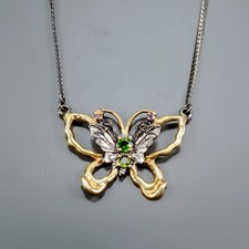 Handmade Natural Chrome Diopside Necklace 925 Sterling Silver 18.5"/N32004
