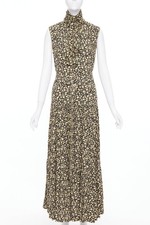 OLD CELINE Phoebe Philo 2016 Runway yellow black floral hi neck dress FR36 S