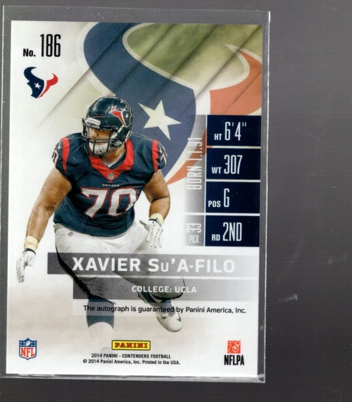 A6806- 2014 Panini Contenders #186B Xavier Su'A-Filo SP Auto - NM-MT - Image 2 of 2
