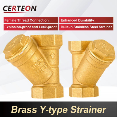 Inline Brass Y Strainer Valve Threaded Female PN16 Sediment Filter with SS Mesh 