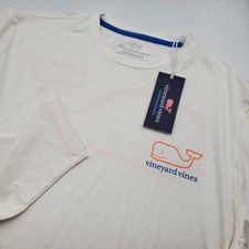 Vineyard Vines Mens LS Graphic Harbor Tee White Cap Whale Performance M