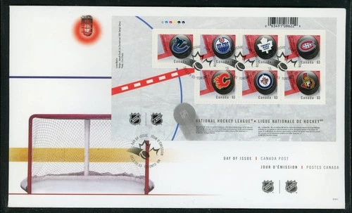 CANADA 2013 FIRST DAY COVER, CANADIAN NHL TEAM LOGOS !! L176