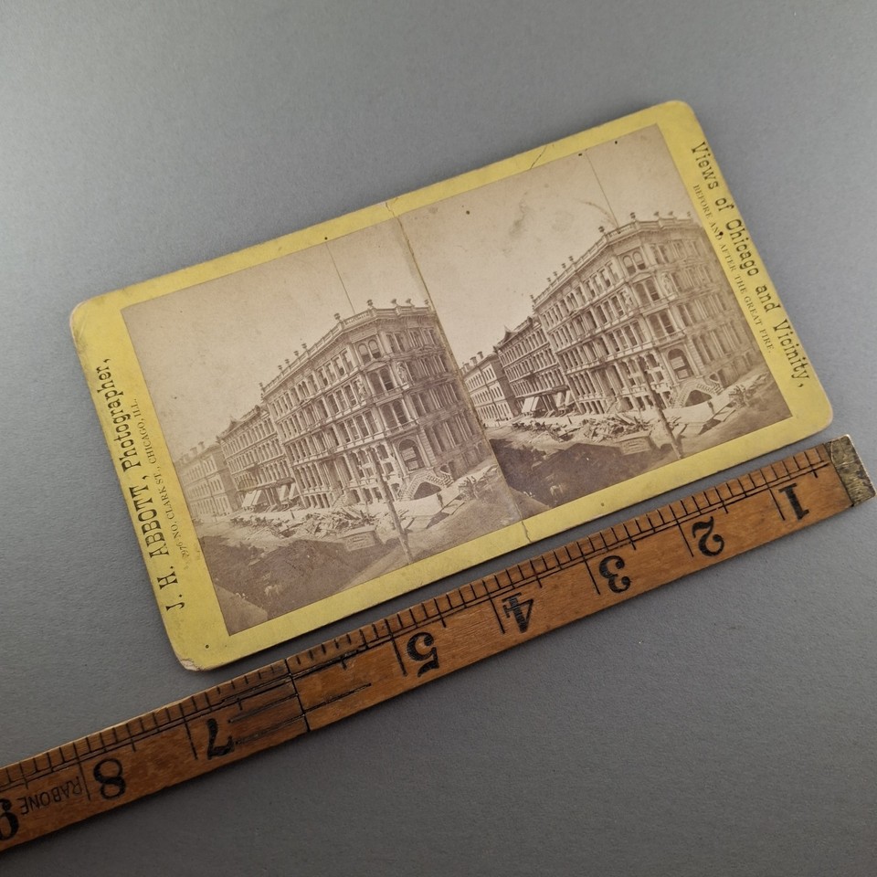 Stereoview Chicago Fire Reconstruction Corner Street For Rent Hawley ...