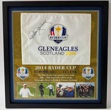 Paul McGinley 2014 Europe Ryder Cup Capt Signed Gleneagles Golf Flag Display COA