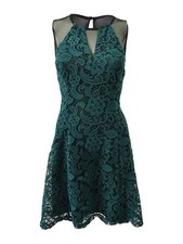 Guess Women's Illusion Lace Dress (4, Emerald Green)