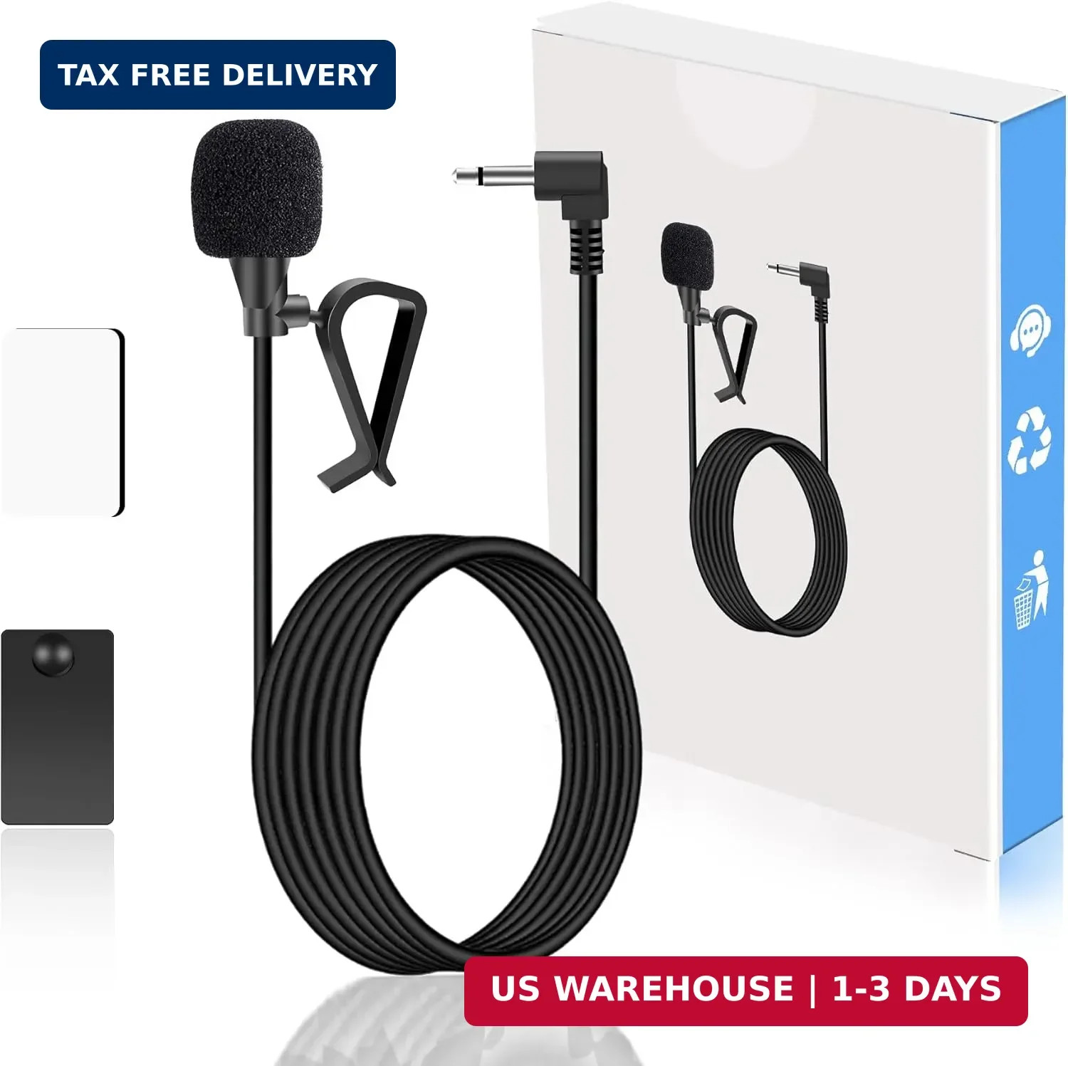Car Stereo Microphone - 3.5mm Universal External Hands-Free Mic Compatible with