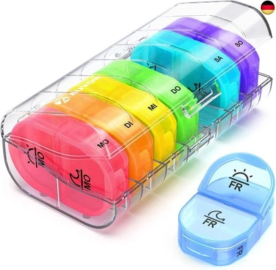 BESUCHE DEN AUVON-STORE AUVON Tablettenbox 7 Tage Morgens Abends, Pillendose 2 Fächer, handlicher und