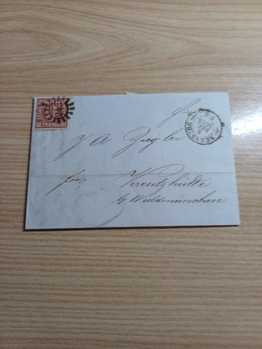 Bavaria 1853 6 Kr. On Bag With Text From Nurnberg Gorgeous