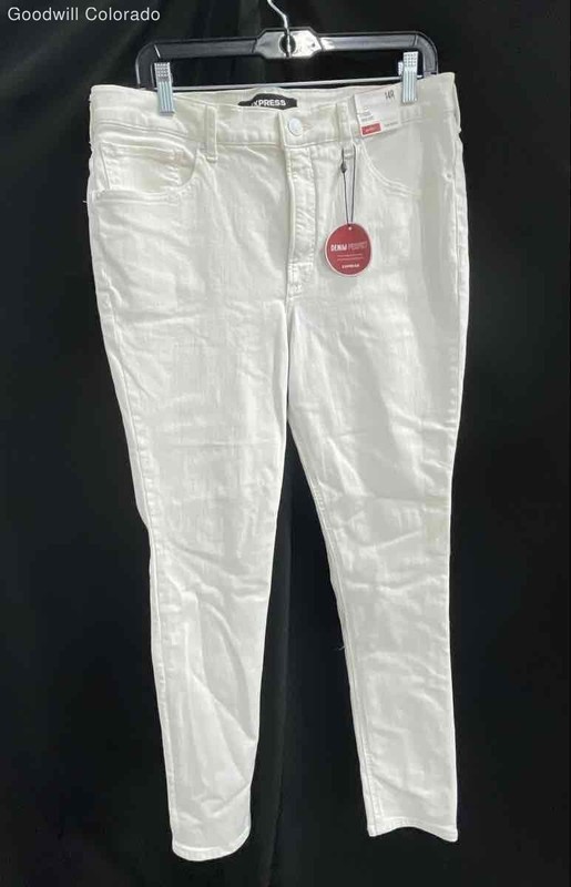 Express Womens White Stretch High-Rise Denim Perfect Jegging Jeans Size 14R