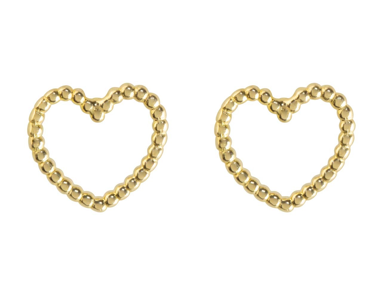 9ct Yellow Gold Heart Outline Stud Earrings Butterfly Fitting For Ladies Woman