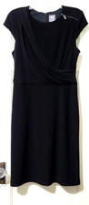FLASH SALE Vince Camuto STRETCHY Midi Dress 8 Medium BLACK Shoulder Accent Lined